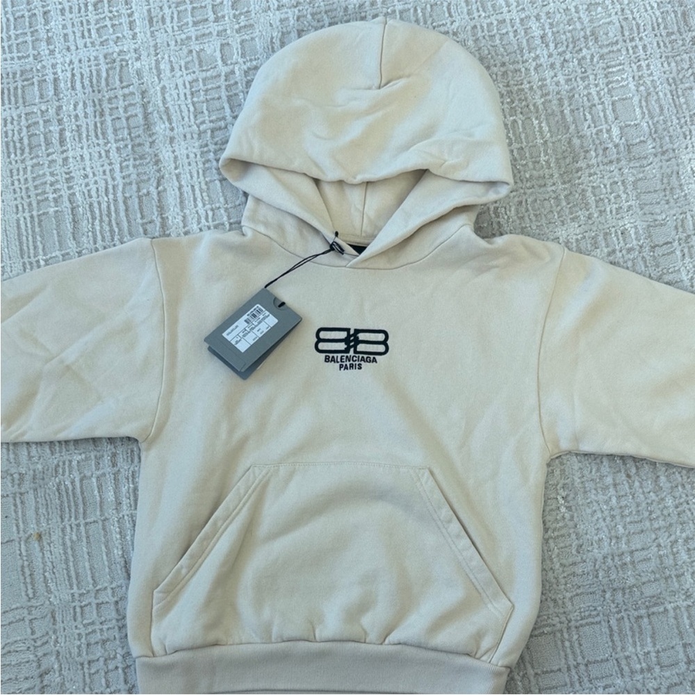 Balenciaga Kids Cream Hoodie with Logo